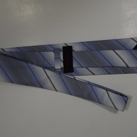 GRUPPO ARTIGIANI Navy Gray Silk Tie Striped - Picture 3 of 12